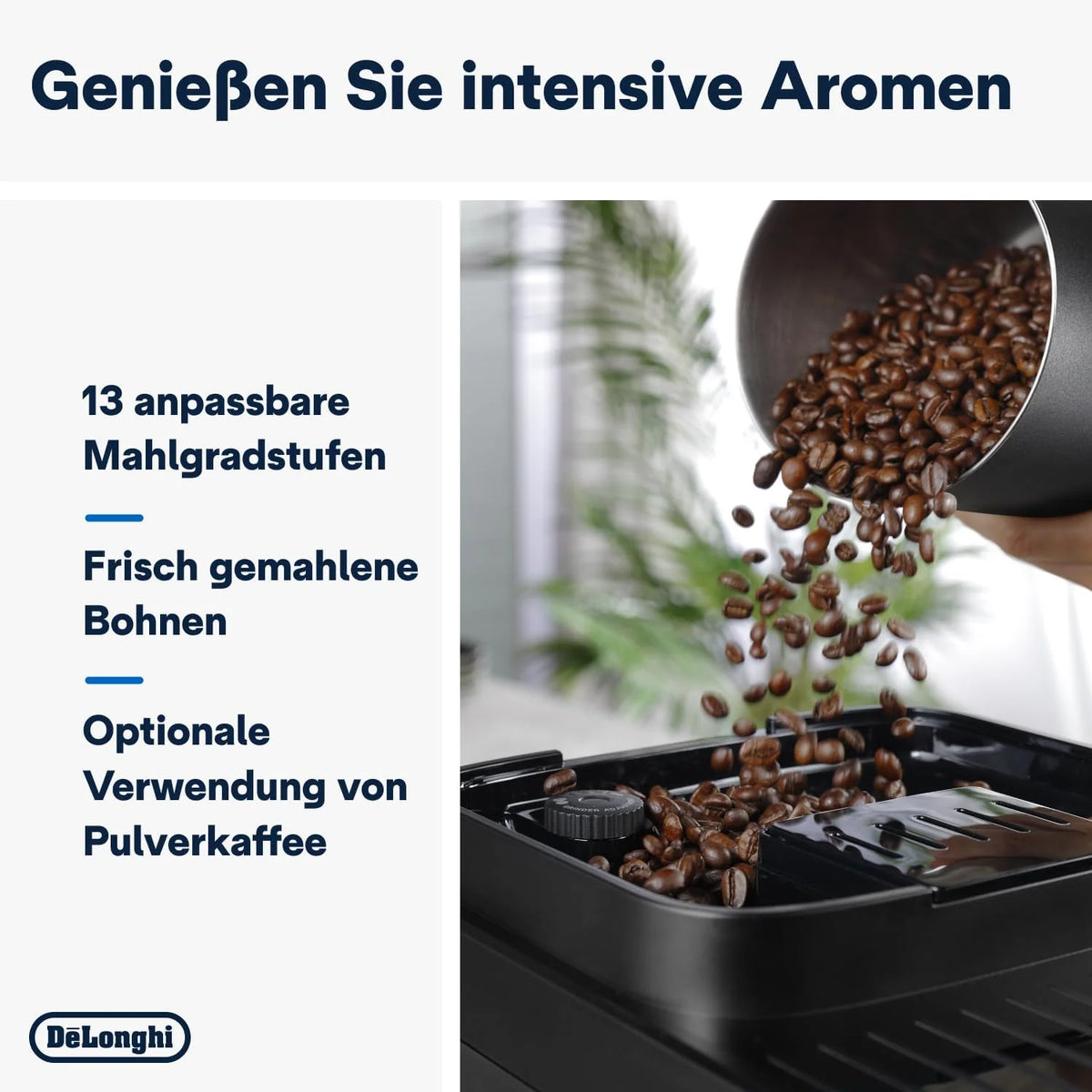 De'Longhi Magnifica Evo ECAM 292.81.B Kaffeevollautomat mit LatteCrema Milchsystem, 7 Direktwahltasten für Cappuccino, Espresso und weitere Kaffeespezialitten, 2-Tassen-Funktion, Schwarz