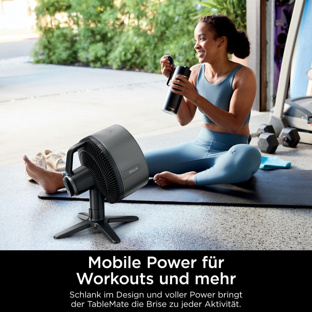Shark FlexBreeze Ventilator Leise, Hybrid Ventilator Kabelgebunden & Kabellos, Tragbar, für Innen- und Außenbereich, UV- & Wasserbeständig, Ultraleistungsstark, Ultraleise, Weiß FA220EU