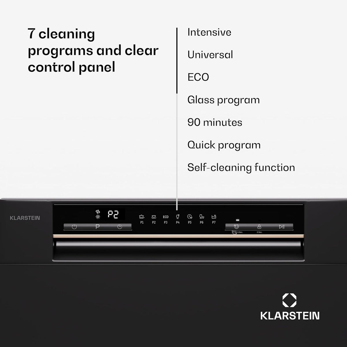 Klarstein  ia 8 - Spülmaschine, Geschirrspüler, Freistehend, Teilintegriert, F, 55 cm breit, 8 Maßgedecke, 6 Programme, Aquastop, silber