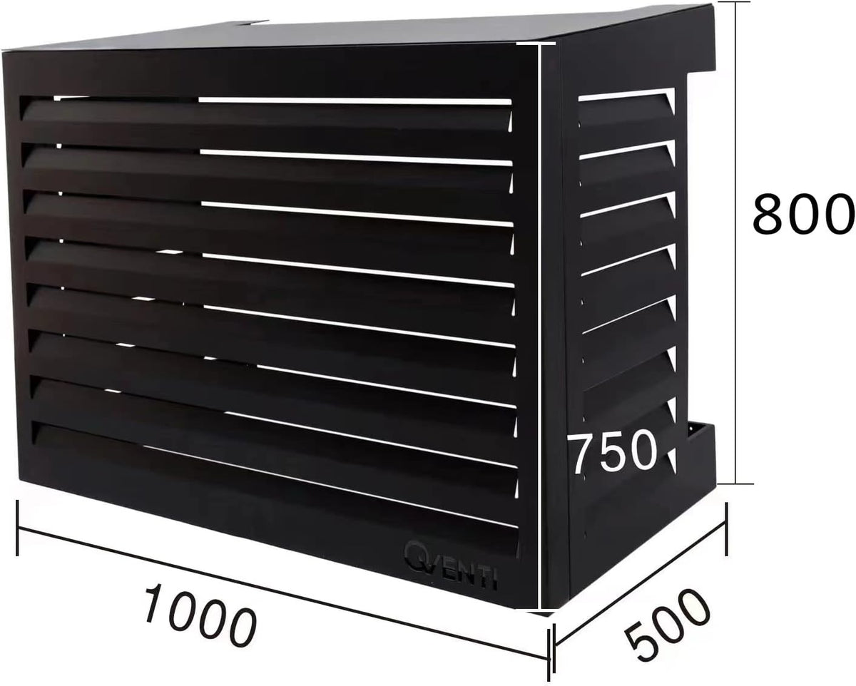 Qventi Abdeckung für Klimaanlage - Anthrazit/Grau - Aluminium - Schutzgitter - Verkleidung - Einfache Montage - Größe S - Außenmaße (LxBxH): 100 x 50 x 75 cm