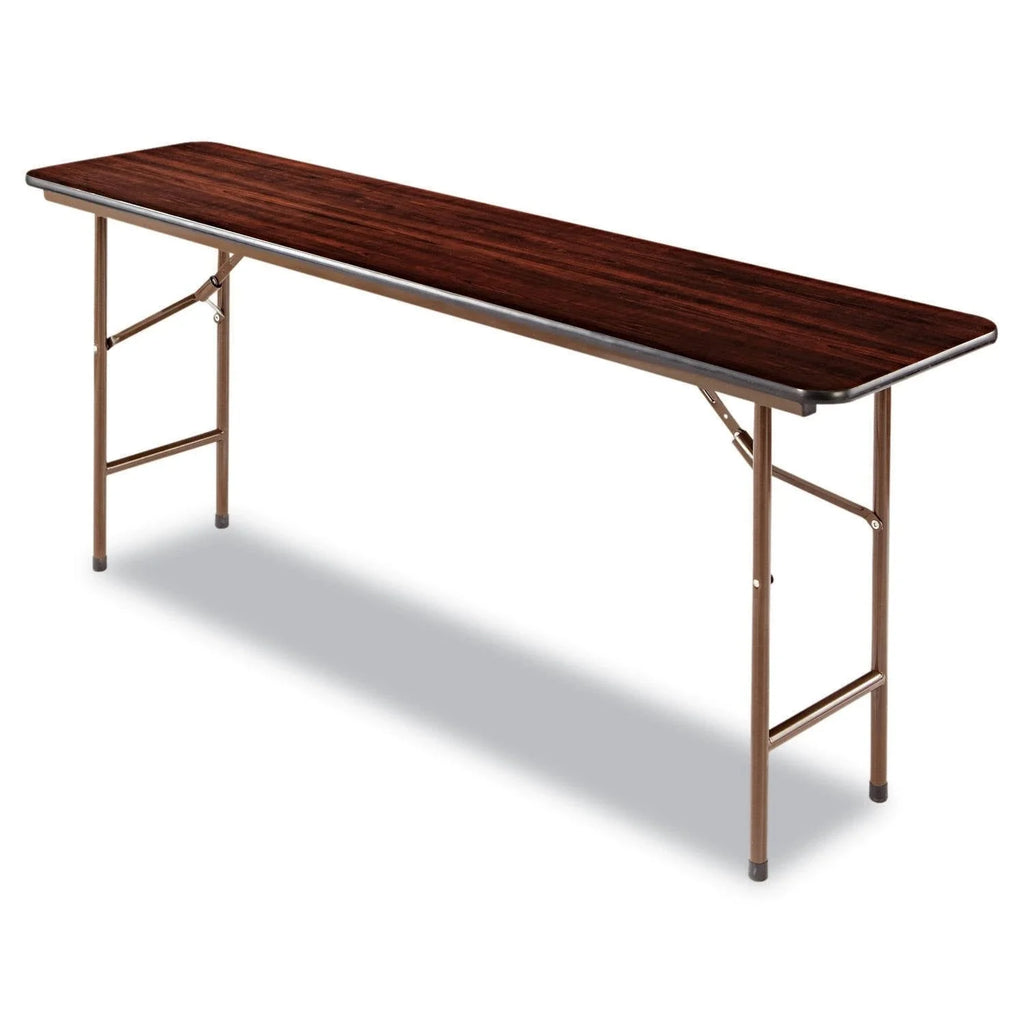 Mesa Plegable Rectangular de Madera Alera, 72″ de Ancho x 18″ de Fondo x 29″ de Alto, Color Caoba