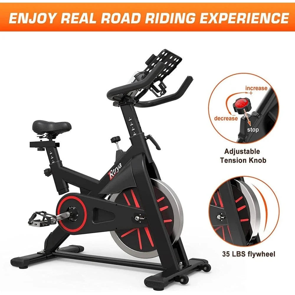 Bicicleta de Ejercicio LABODI, Bicicleta Estacionaria de Ciclismo Interior, Bicicleta de Cardio para Gimnasio en Casa, Bicicleta de Entrenamiento con Transmisión por Correa y Volante de 35 LBS, Marco Engrosado Versión Mejorada