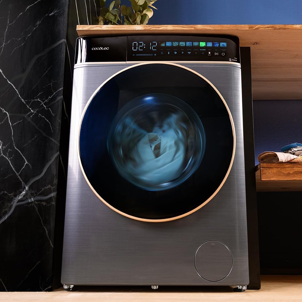 Cecotec Waschmaschine 9 kg Frontlader Bolero DressCode 9900 Inverter FullColor Ice Blue A. Blau-Finish, 1400 U/min, 10,3"-Display, 11 Programme, Inverter, SteamMax, Klasse A