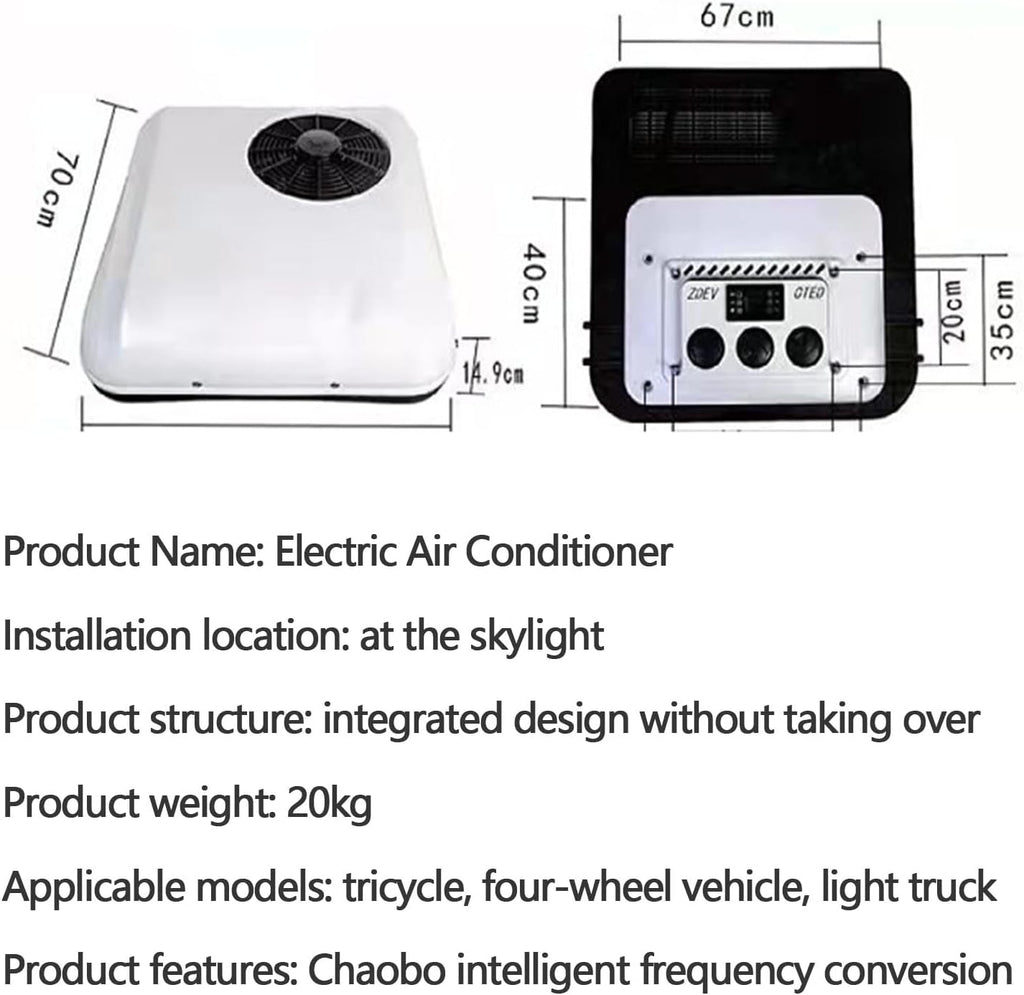 Wohnmobil-Klimaanlage, 12–72 V Elektrische Dachklimaanlage, A/C-Scroll-Kompressor Auf Dem Dach, Ultradünne, Schnell Kühlende Klimaanlage, Geeignet Für Das Dach Von Wohnmo（White-72V）