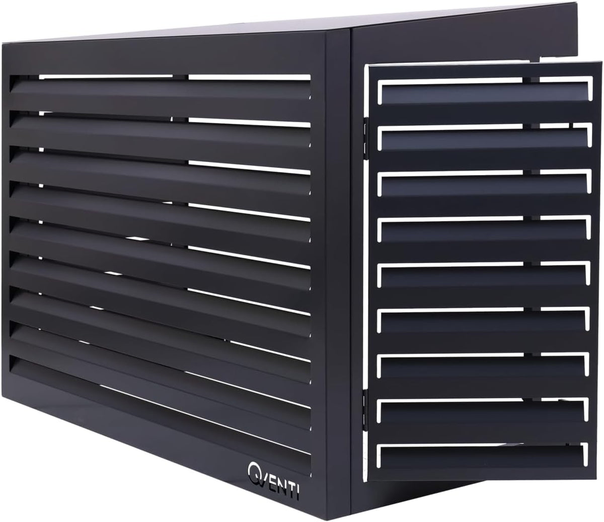 Qventi Abdeckung für Klimaanlage - Anthrazit/Grau - Aluminium - Schutzgitter - Verkleidung - Einfache Montage - Größe S - Außenmaße (LxBxH): 100 x 50 x 75 cm