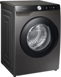 Samsung Waschmaschine, 8 kg, 1400 U/min, Ecobubble, Automatische Waschmittel- und Weichspülerdosierung, Inox/Schwarz, WW80T534AAXAS2