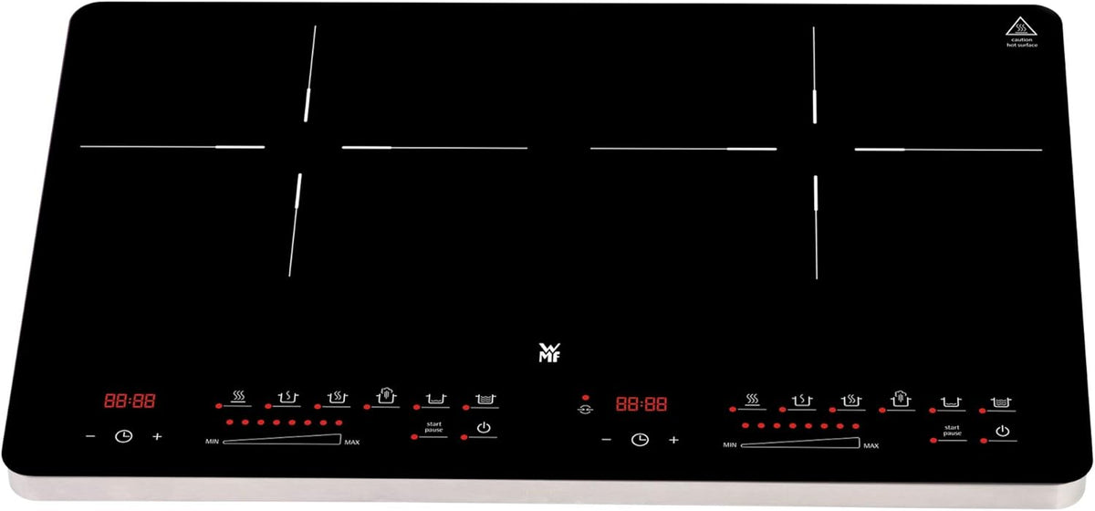 WMF Kult X Doppel- Induktionskochfeld 2 Platten, Kochplatte bis 28 cm, 2 Kochzonen, 8 Stufen, Topferkennung,Touch-Display, Glaskeramik, Timer-Funktion, 3500 W