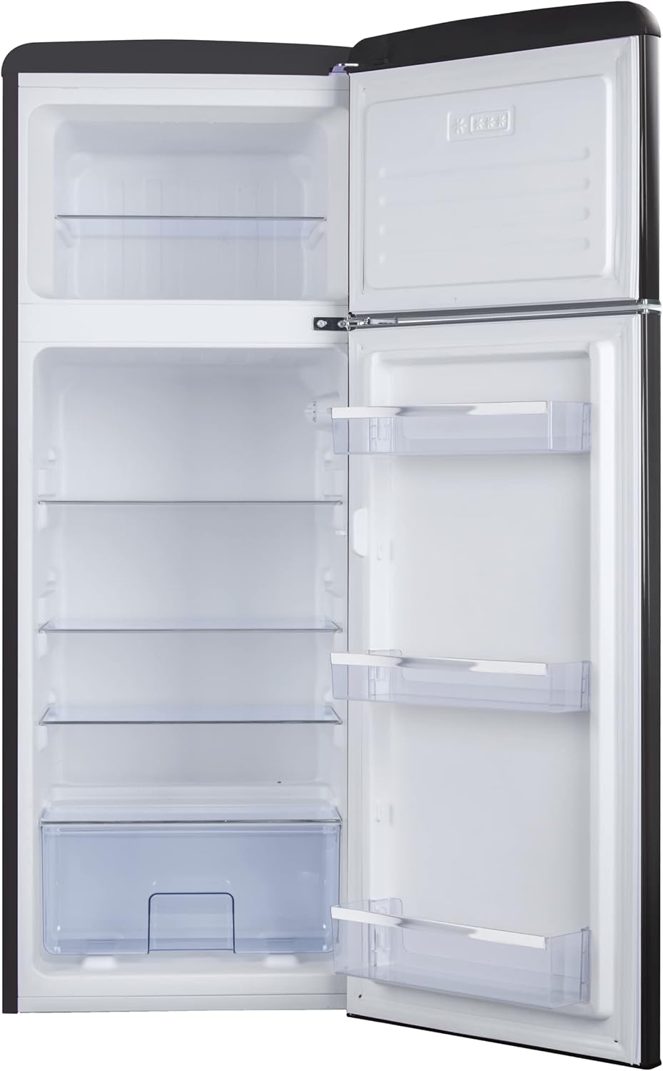 Amica KGC 15632 T Retro Kühl-/Gefrierkombination / Ice Blue (Türkis) / 144cm (H) x 55cm (B) x 62cm (T) / Retro-Design / Kühlschrank mit Gefrierfach