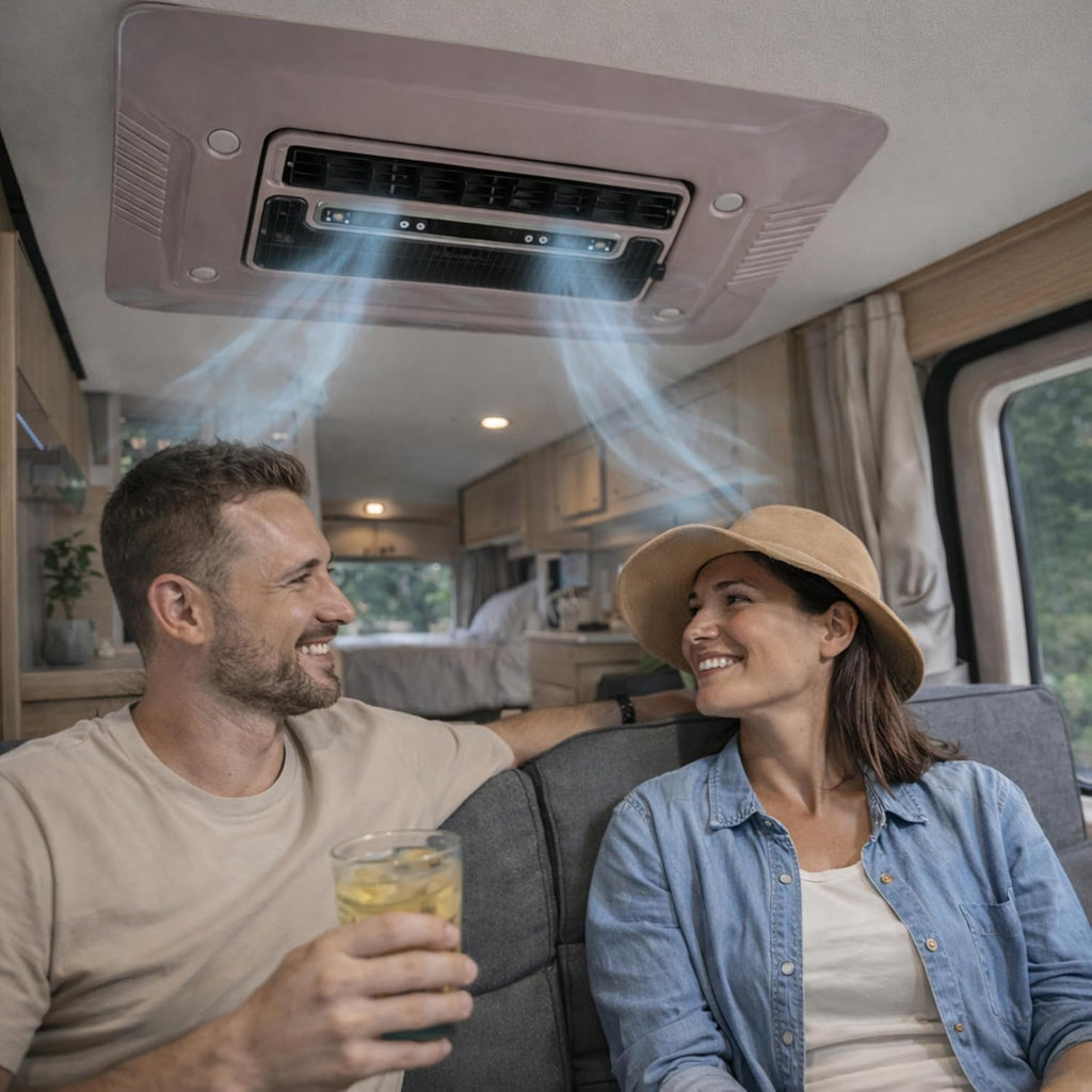 12V Dach-Klimaanlage Standklimaanlage für Wohnmobil LKW Wohnwagen Camper | Elektrische 12V Parkplatz Klimaanlage Kompressor | 2000W Kühlleistung mit Fernbedienung & R134A Gas
