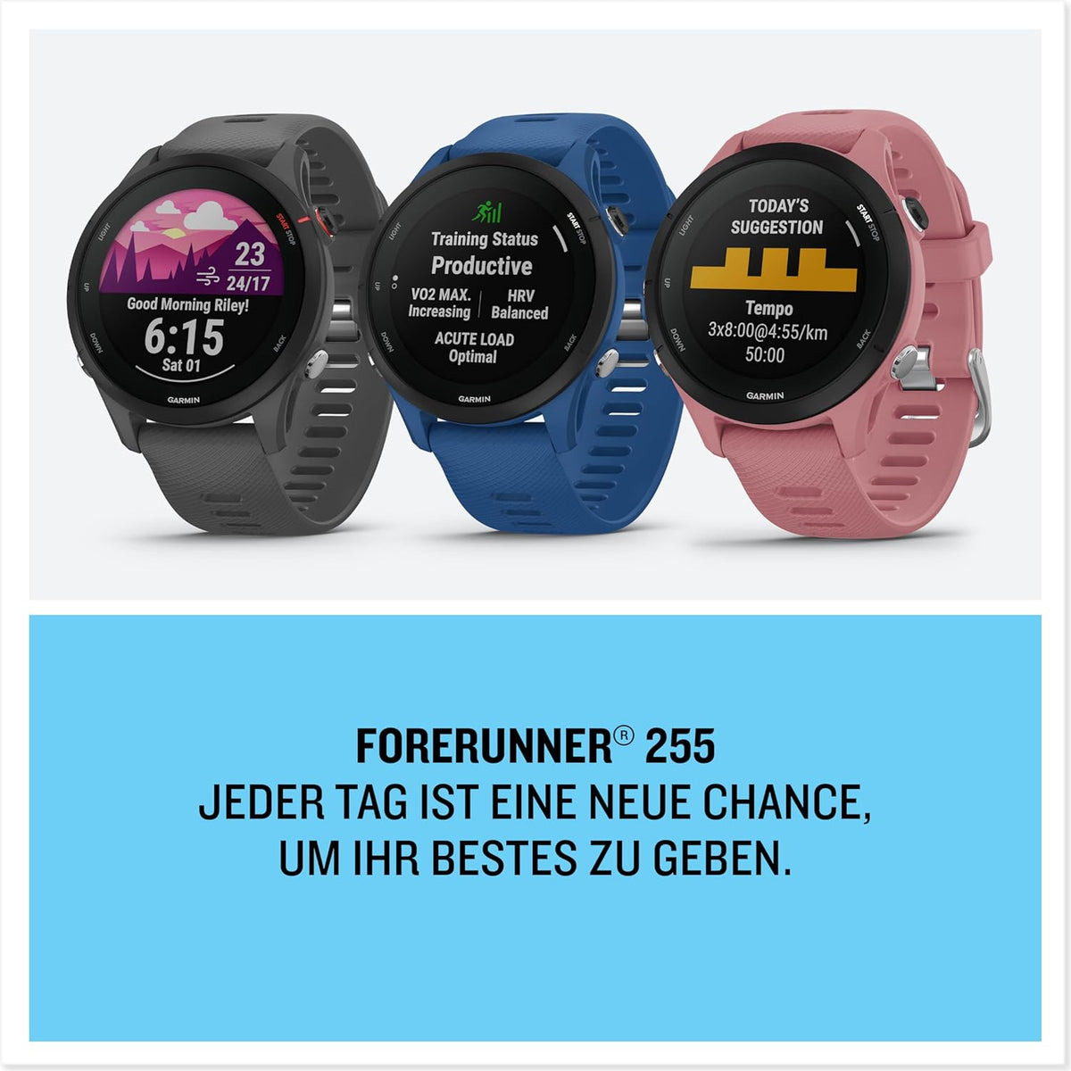 Forerunner 255S – GPS-Laufuhr mit individuellen Trainingsplänen, speziellen Lauffunktionen und detaillierter Trainingsanalyse. 1,1“ Farbdisplay, Akkulaufzeit bis zu 14 Tage, wasserdicht