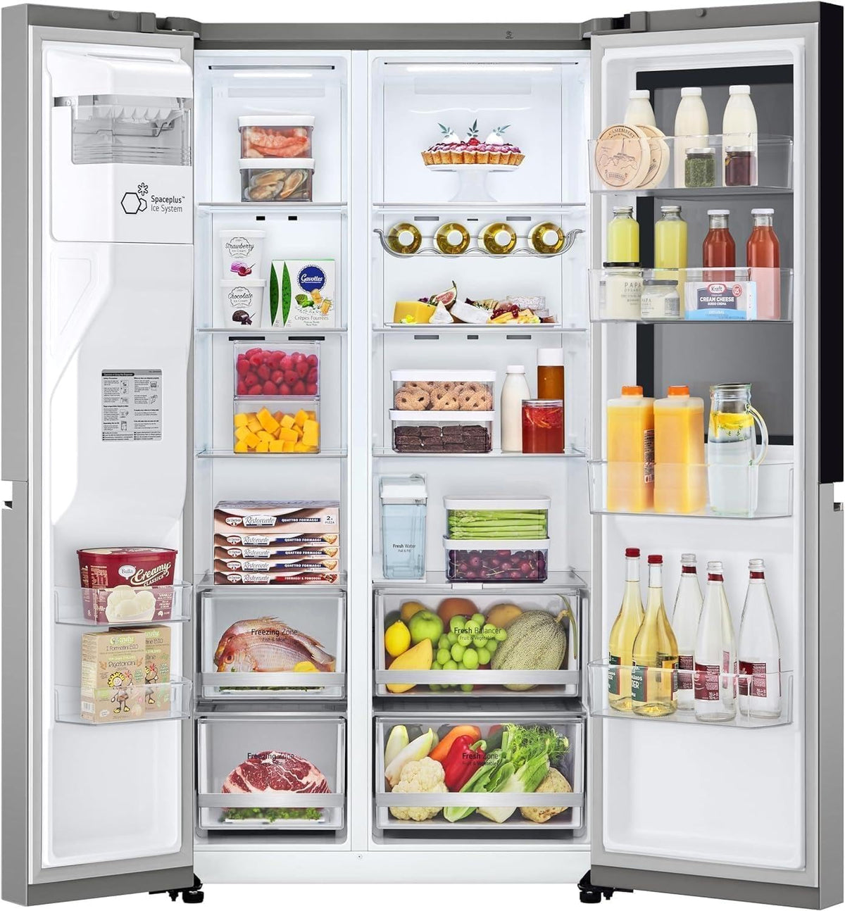 LG GSGV81PYLL Side by Side Kühlschrank, Klasse E, 635 L, Instaview, Kühlschrank mit Gefrierfach, Eis-, Crushed Ice- Wasserspender, Total NoFrost, Smart Inverter Kompressor, Wi-Fi