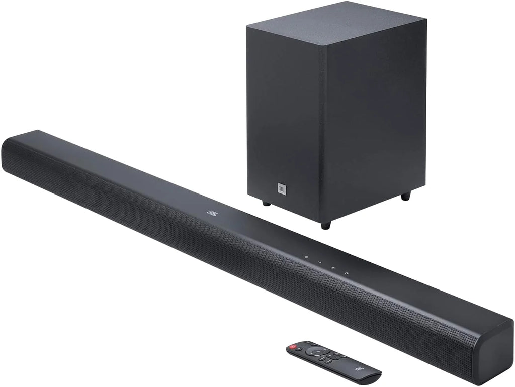 JBL Cinema SB 550, Barre de son 3.1 canaux avec caisson de basses sans fil, connexion HDMI ARC, Dolby Audio, musique sans fil en streaming, Bluetooth intégré, design compact, 250 W, en noir