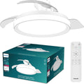 Philips Bliss Deckenventilator mit LED-Licht und Einziehbaren Flügeln, 3 Flügel, 106 cm Flügelspannweite, 4.500 Lumen, Einstellb. Licht (3.000 K bis 6.500 K), Dimmbar bis 5%, Inkl. Fernbedienung, Weiß