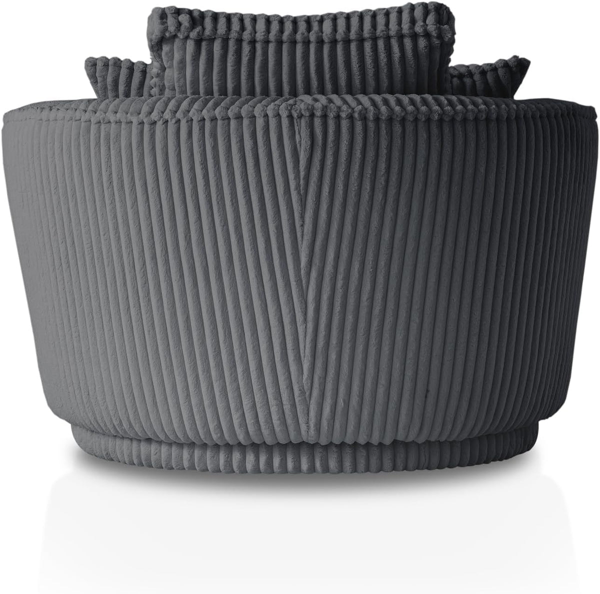 Sessel in grau Cord Stoff XL Drehsessel 360° drehbar inklusive 3 x Kissen Relaxsessel mit Fußhocker Comfy (Grau, Mit Hocker)