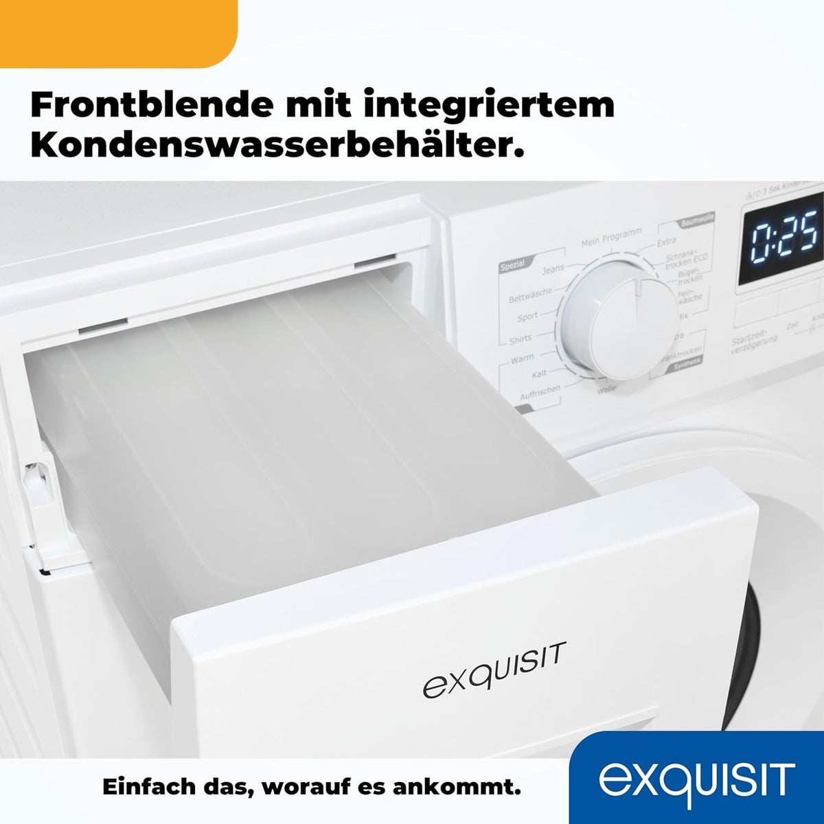 Exquisit Wärmepumpentrockner, 8kg Trockner mit 16 Programmen, Startzeitvorwahl, Knitterschutz, TWP803-030E weiss