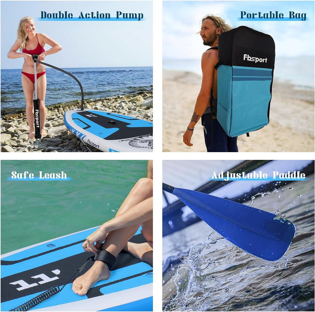 Premium-Stand-Up-Paddle-Board, Yoga-Board mit strapazierfähigem SUP-Zubehör und Tragetasche | Breiter Stand, Surf-Kontrolle, rutschfestes Deck, Leine, Paddel und Pumpe für Jugendliche und Erwachsene