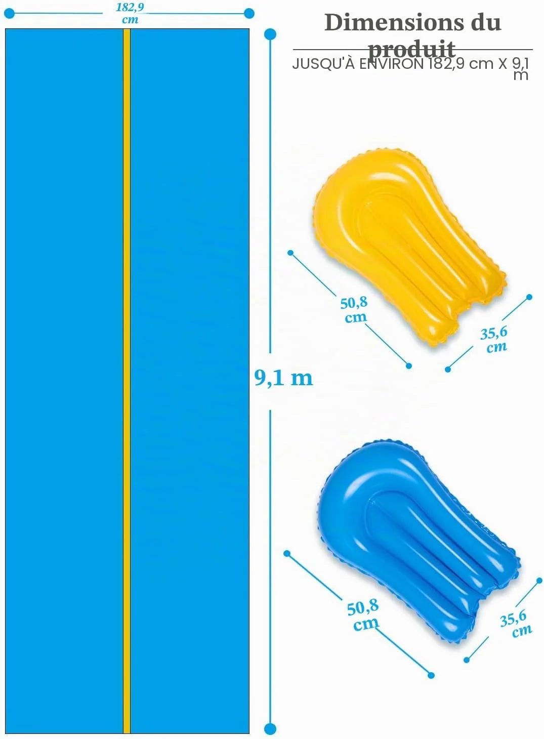 Sloosh Grand Toboggan Aquatique 914,4 x 182,8 cm, Toboggan pour pelouse avec arroseur intégré et 2 Planches gonflables pour Glisser, Les fêtes d'été, Jardin, pelouse et Jeux d'eau en extérieur