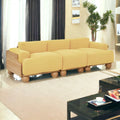 Nismaaya Batson Oak Wood 3 Seater Sofa Yellow