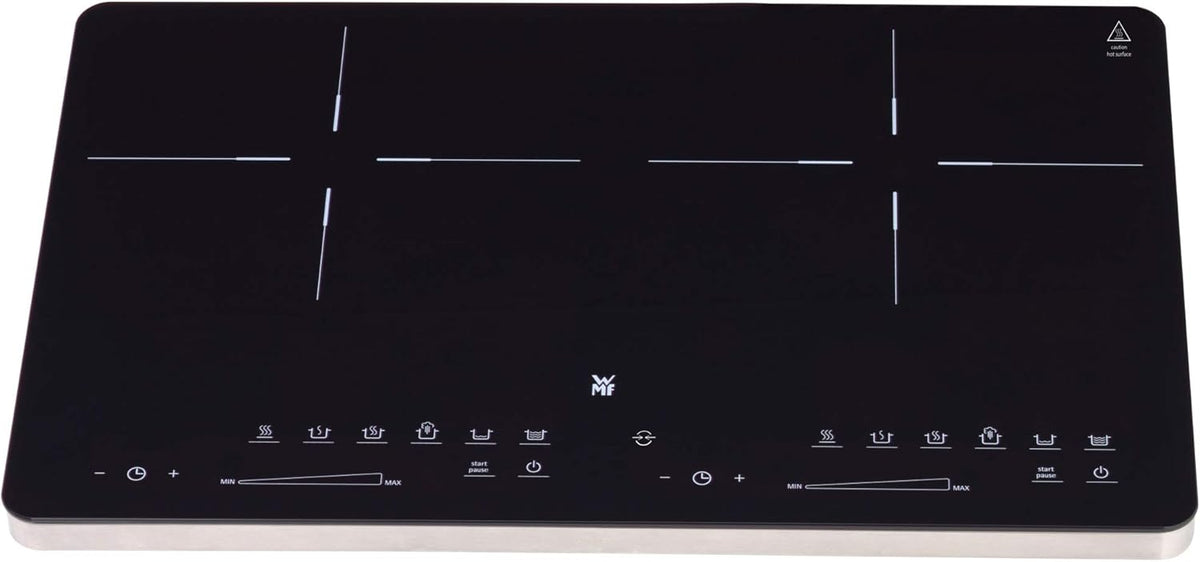 WMF Kult X Doppel- Induktionskochfeld 2 Platten, Kochplatte bis 28 cm, 2 Kochzonen, 8 Stufen, Topferkennung,Touch-Display, Glaskeramik, Timer-Funktion, 3500 W