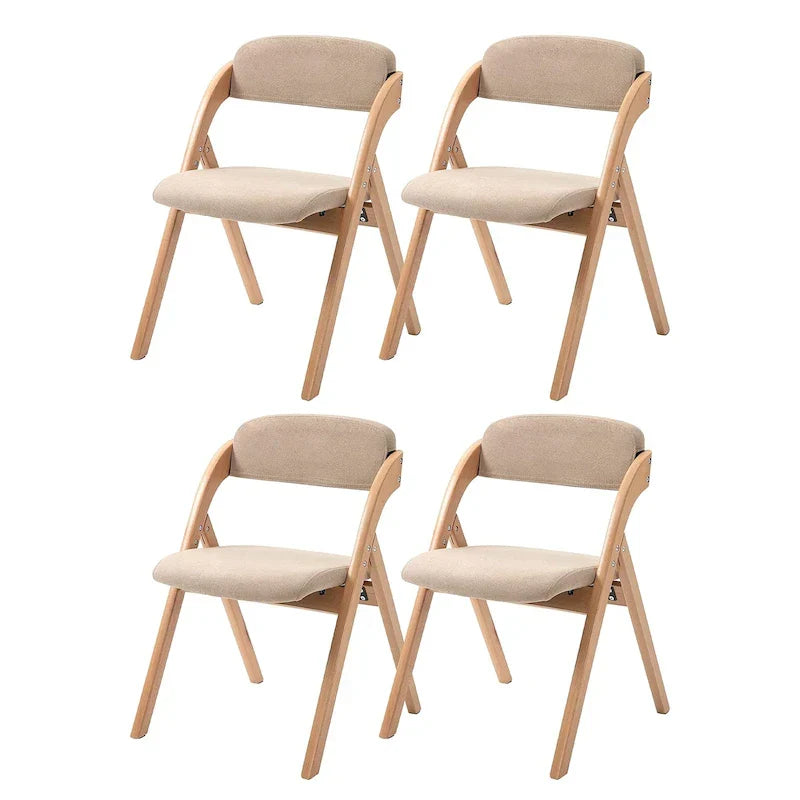 Wooden Stackable Dining Folding Chairs with Padded Seats(Set of 4)