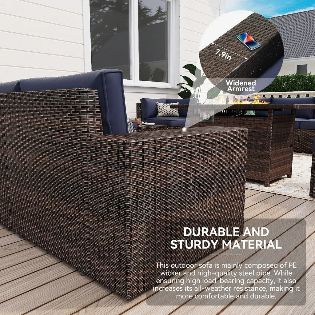 13 Pieces Patio Furniture Set with 44Fire Pit Table