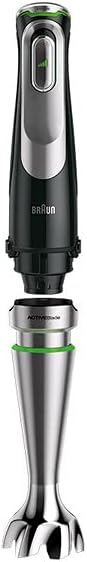 Braun MultiQuick 9 MQ 9187XLI Stabmixer – Pürierstab mit Active PowerDrive Technologie und 5 Zubehrteilen zum Zerkleinern, Stampfen, Rühren und Ice-Crushen, 1200 Watt, schwarz/Edelstahl