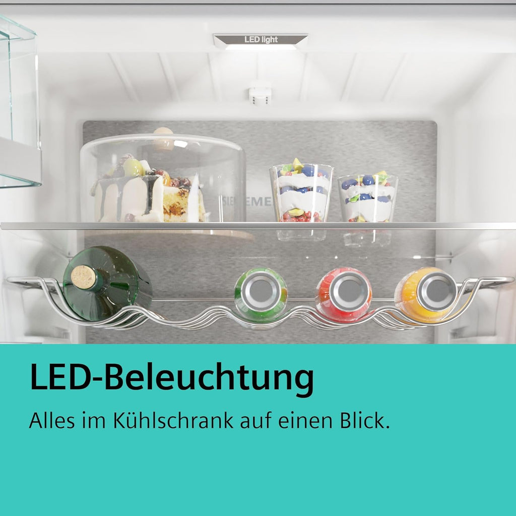Siemens KI81RNSE0, iQ100, Einbau-Kühlschrank, 177,5 x 56 cm Nische, 310 L, Made in Germany, freshBox für Obst und Gemüse, schnelles Kühlen, sehr Leise mit nur 35 dB, LED Beleuchtung, Schleppscharnier