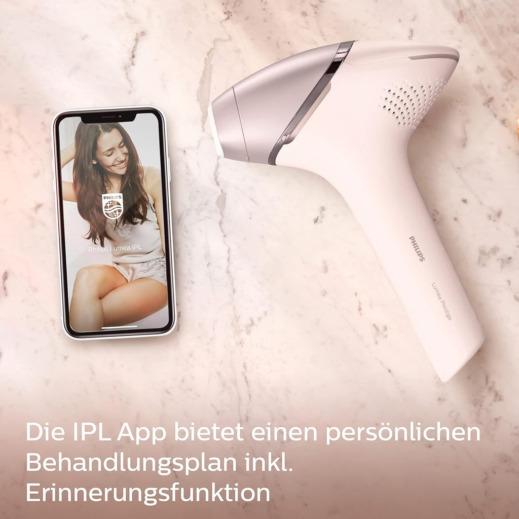 Philips Lumea IPL Haarentfernungsgerät 9000 Series – Haarentfernungsgerät mit SenseIQ Technologie, 4 Aufsätze für Körper, Gesicht, Bikinizone und Achselhöhlen, kabellos (Modell BRI957/00)