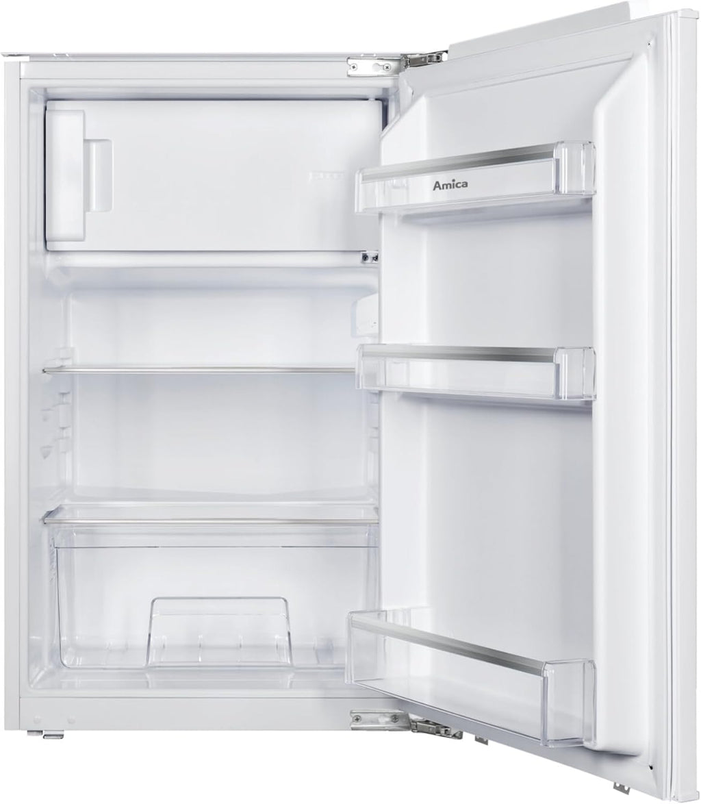 Amica Einbau‑Kühlschrank mit Gefrierfach Festtür‑Technik 880 mm Nische elektronische Steuerung Inverter‑Motor LED Beleuchtung 87,1 x 54 x 54 cm – Einbau Kühl Gefrierkombination