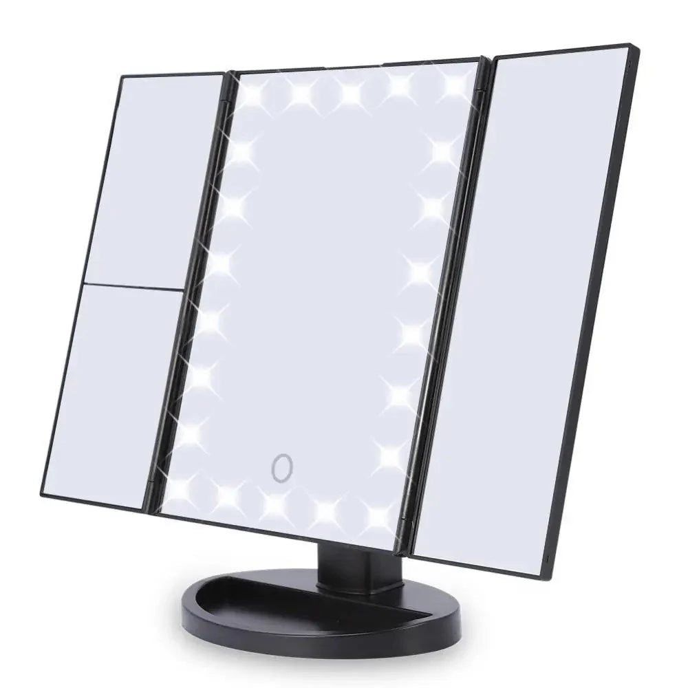 Espejo de Maquillaje Iluminado Espejo de Tocador Inteligente con Luces, 10X de Magnificación, Ajustable, 22 Luces LED