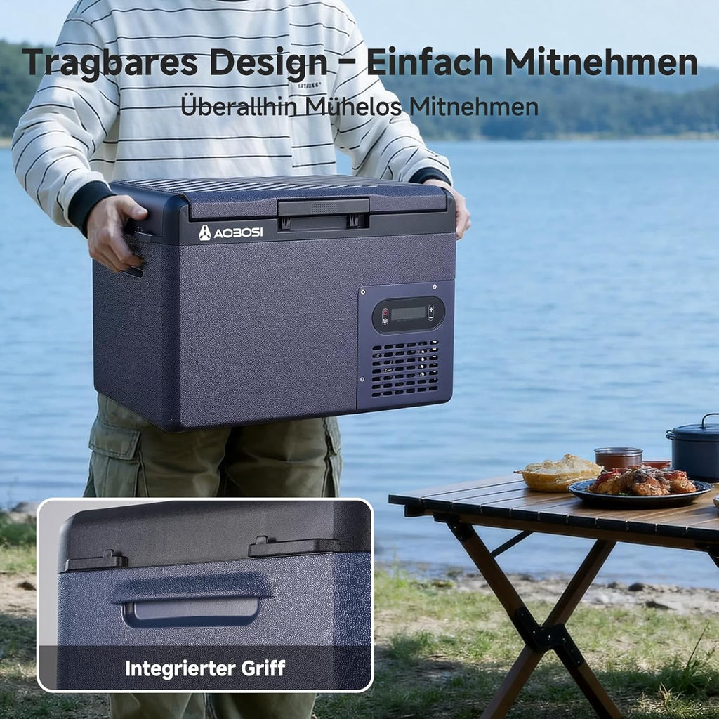 AAOBOSI Kompressor Kühlbox 15L, Tragbare Elektrische Kühlbox 12V/230V, IPX4 Wasserdicht, -20°C bis 20°C - Ideal für Auto, LKW, Boot, Camping, Reisen, Fischen, Garten & Outdoor-Aktivitäten