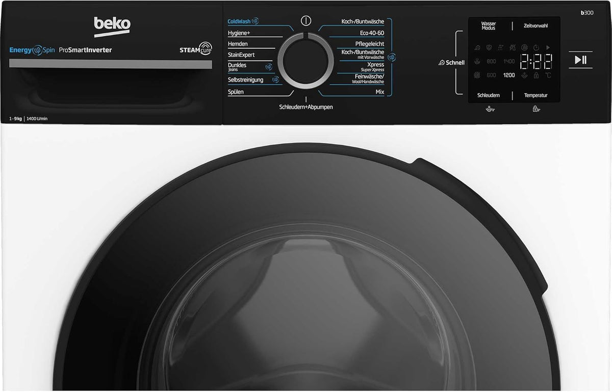 Beko WMC81464ST1 Waschmaschine, Bluetooth, 8 kg, ProSmart Inverter Motor, Dampffunktion, Pet Hair Removal, Watersafe+, Weiß