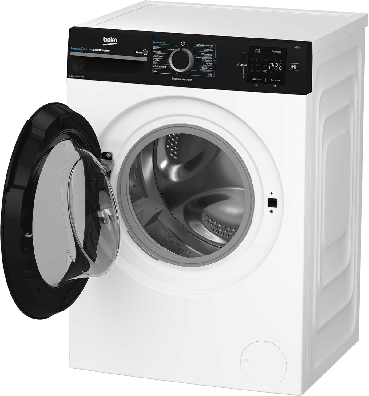 Beko WMC81464ST1 Waschmaschine, Bluetooth, 8 kg, ProSmart Inverter Motor, Dampffunktion, Pet Hair Removal, Watersafe+, Weiß