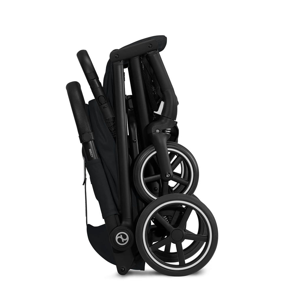 Cybex Gold Kinderwagen Beezy mit One-Pull Harness, Ab Geburt bis ca. 4 Jahre (max. 22 kg), Kompakt und ergonomisch, Magic Black (Schwarz mit schwarzem Rahmen)