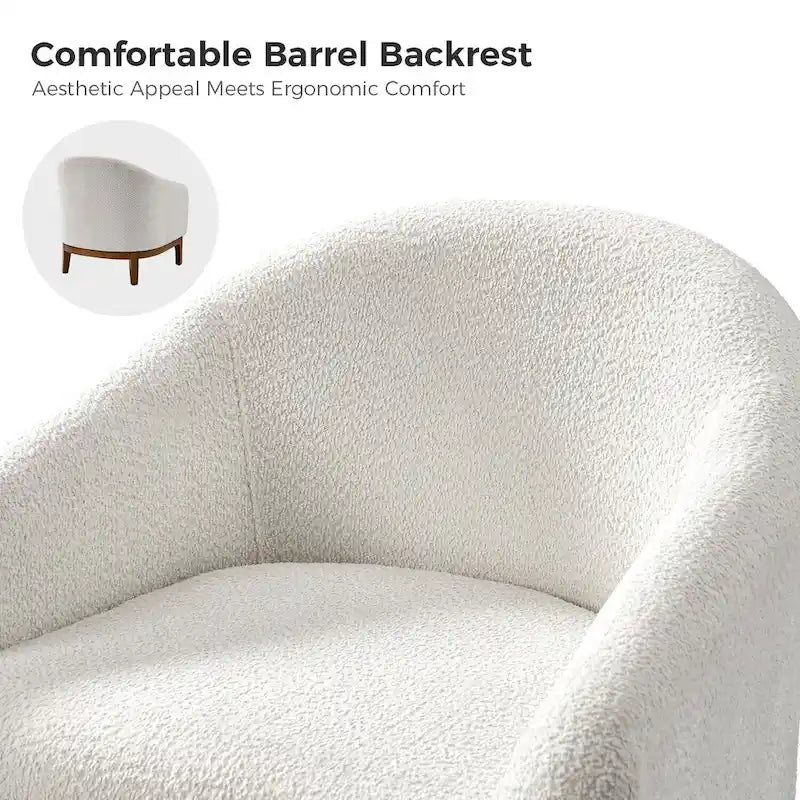 Augus Modern Boucle Accent Barrel Chair with Solid Wood Legs by HULALA HOME