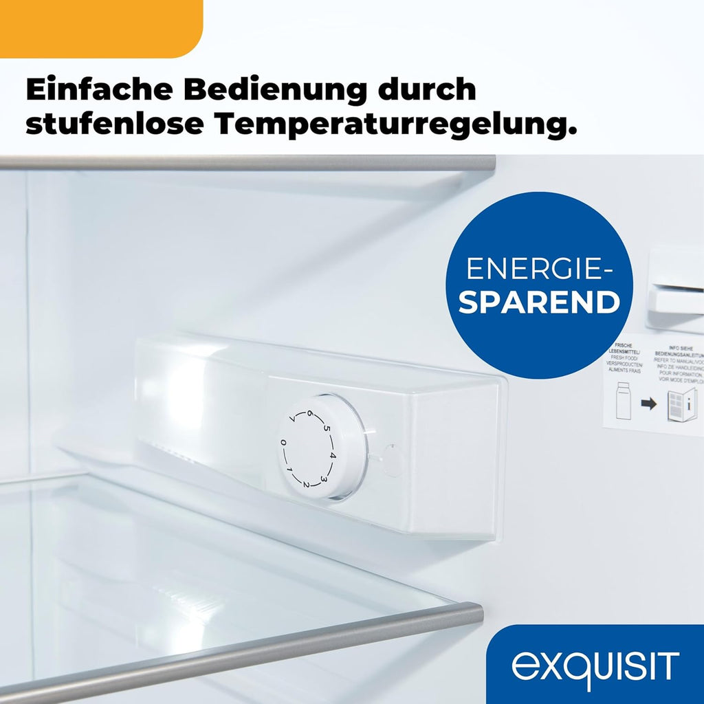 Exquisit Kühlschrank ohne Gefrierfach, 133 Liter, Vollraumkühlschrank freistehend, Türanschlag Wechselbar, KS516-V-H-010D weiss