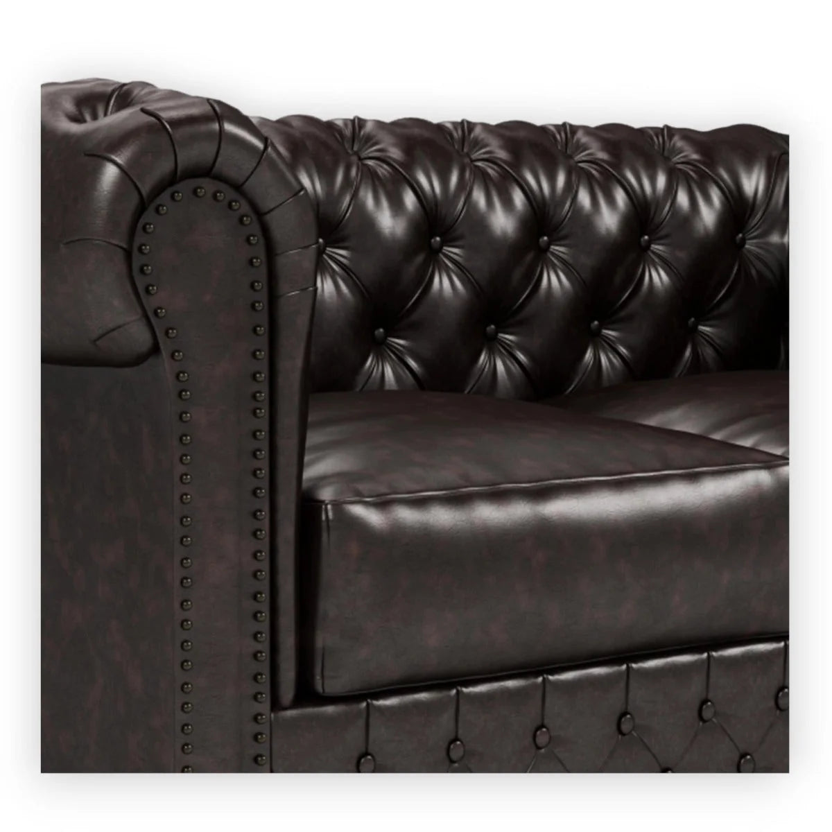 Nismaaya Camryn Traditional Chesterfield 2 Seater Sofas Dark Brown