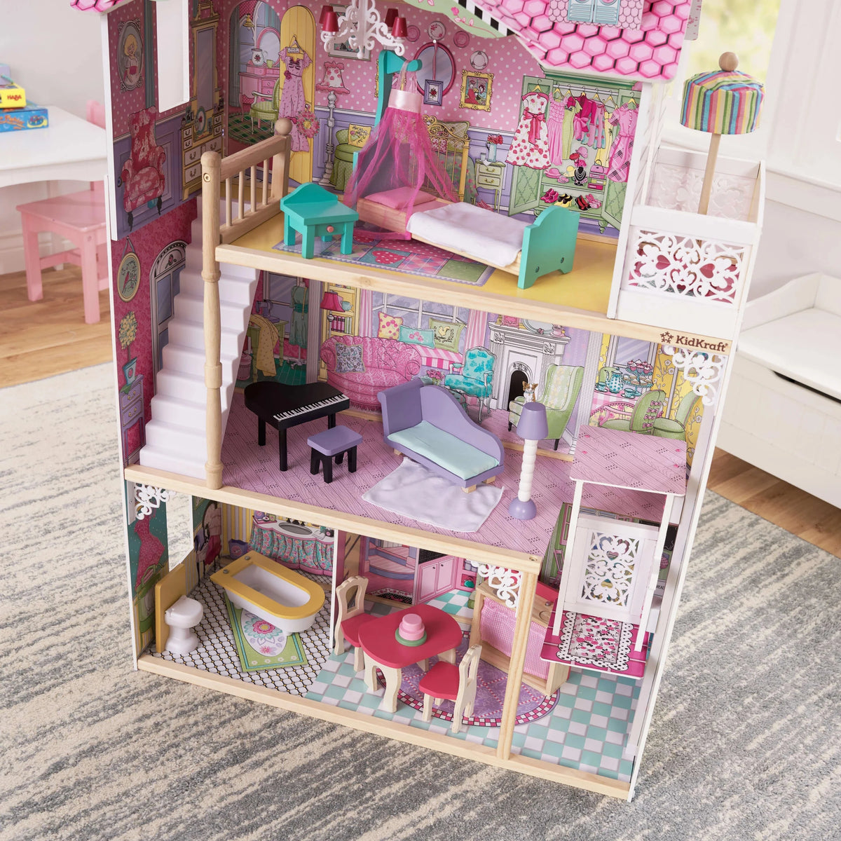 Casa de Muñecas de Madera KidKraft Annabelle con Ascensor y 17 Accesorios