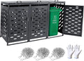 VEVOR Abri pour poubelles, 3 x 240 L, Rangement pour poubelles Horizontal, avec Couvercle à chaîne, boîte de Rangement à poubelles d'extérieur, étanche et verrouillable, pour Jardin, Cour et terrasse