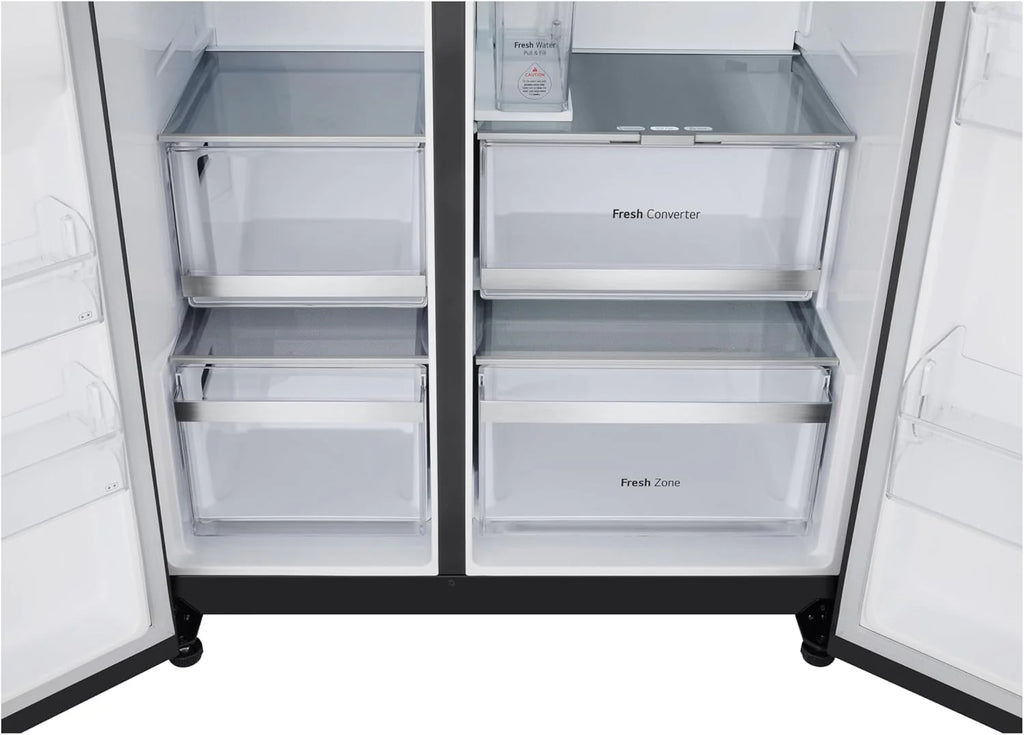 LG GSGV81PYLL Side by Side Kühlschrank, Klasse E, 635 L, Instaview, Kühlschrank mit Gefrierfach, Eis-, Crushed Ice- Wasserspender, Total NoFrost, Smart Inverter Kompressor, Wi-Fi