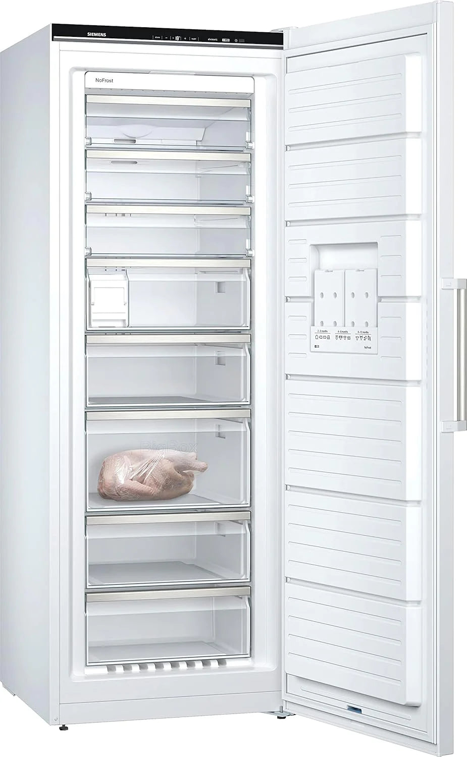 Siemens GS54NAWCV iQ500 Gefrierschrank, 176 x 70 cm, 327 L, noFrost nie wieder abtauen, bigBox Platz für großes Gefriergut, varioZone flexible Glas-und Schubladen, Weiß