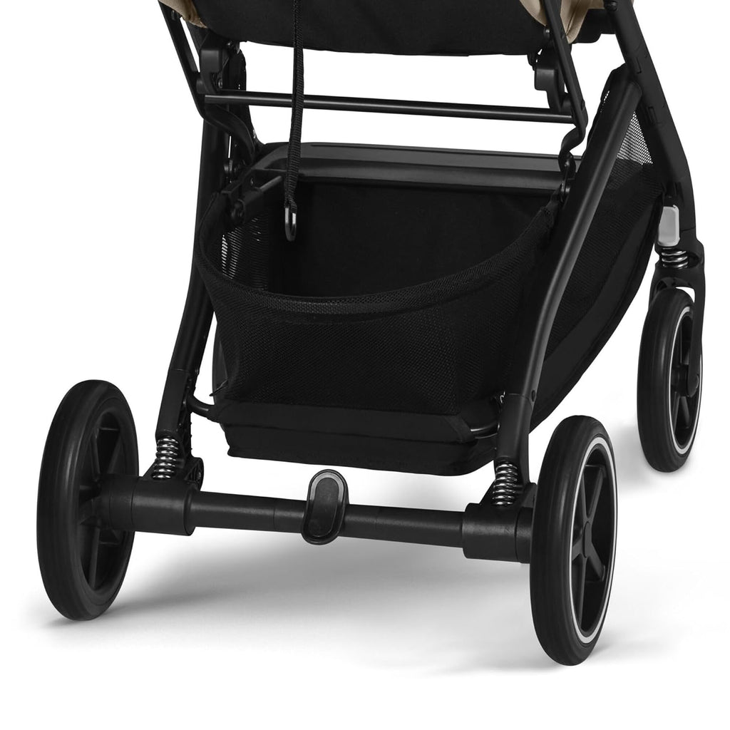 Cybex Gold Kinderwagen Beezy mit One-Pull Harness, Ab Geburt bis ca. 4 Jahre (max. 22 kg), Kompakt und ergonomisch, Almond Beige (Beige mit schwarzem Rahmen)