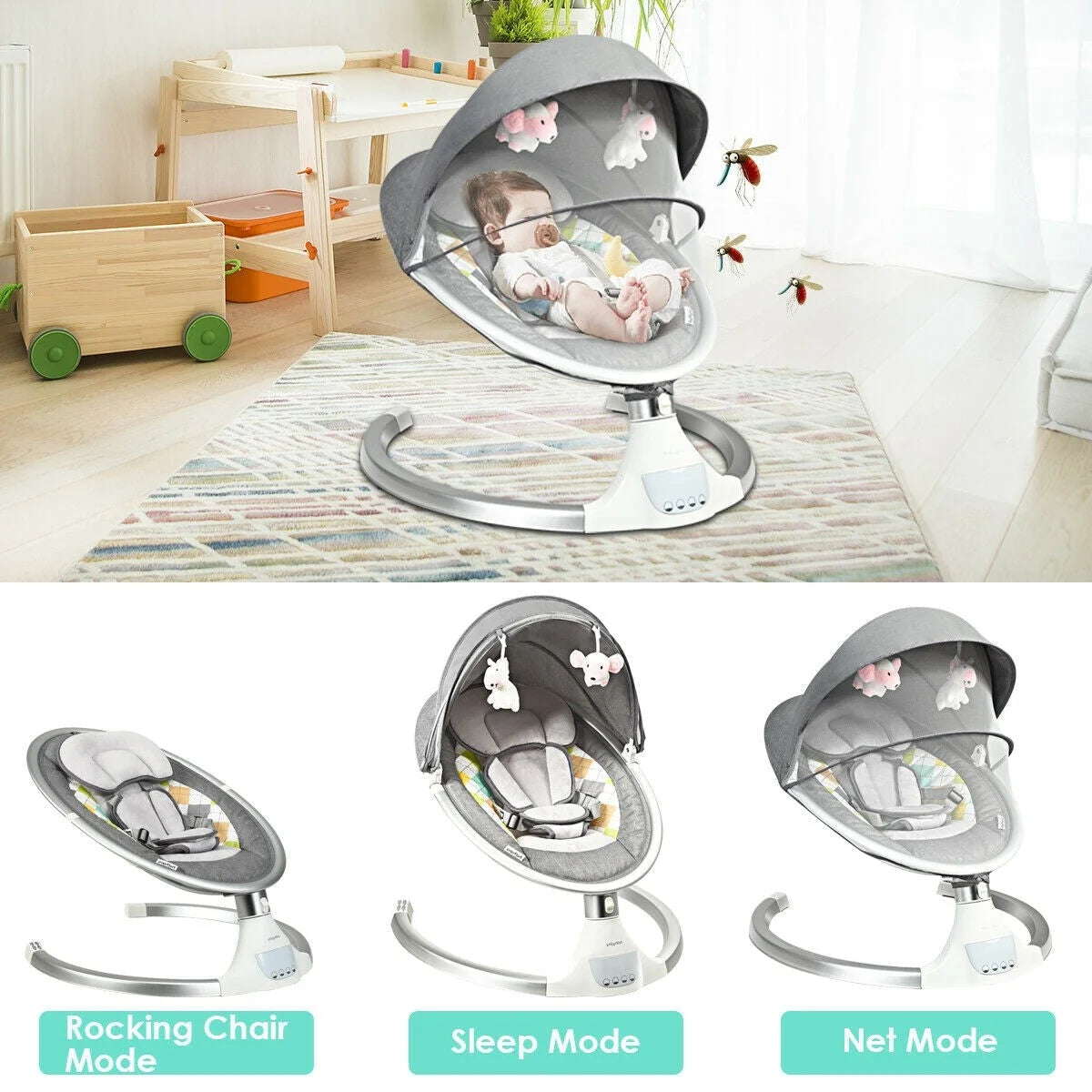 Columpio automático de lujo para bebés - Silla mecedora infantil