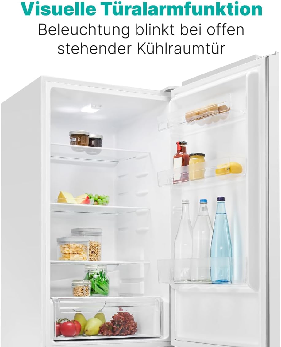 Bomann® Kühlgefrierkombination, 269 L Nutzinhalt - Kühlen: 198 L | Gefrieren: 71 L, Energiesparend, leise 39 dB, LED, wechselbarer Türanschlag, Höhe:180 x Breite: 55 x Tiefe: 55.8 cm - KG 184.1 weiß