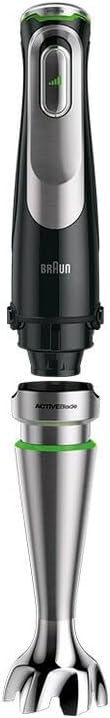 Braun MultiQuick 9 MQ 9187XLI Stabmixer – Pürierstab mit Active PowerDrive Technologie und 5 Zubehrteilen zum Zerkleinern, Stampfen, Rühren und Ice-Crushen, 1200 Watt, schwarz/Edelstahl