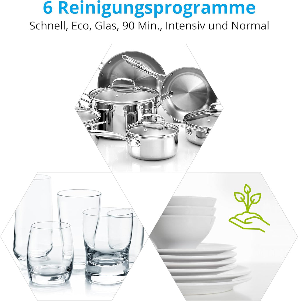 MEDION Tischgeschirrspüler DWT60 (6 Gedecke Fassungsvermögen, 7 Programme, ECO Programm, ca. 6,5 Liter Verbrauch, AquaStop, LED Display, Kindersicherung, MD37496) silber
