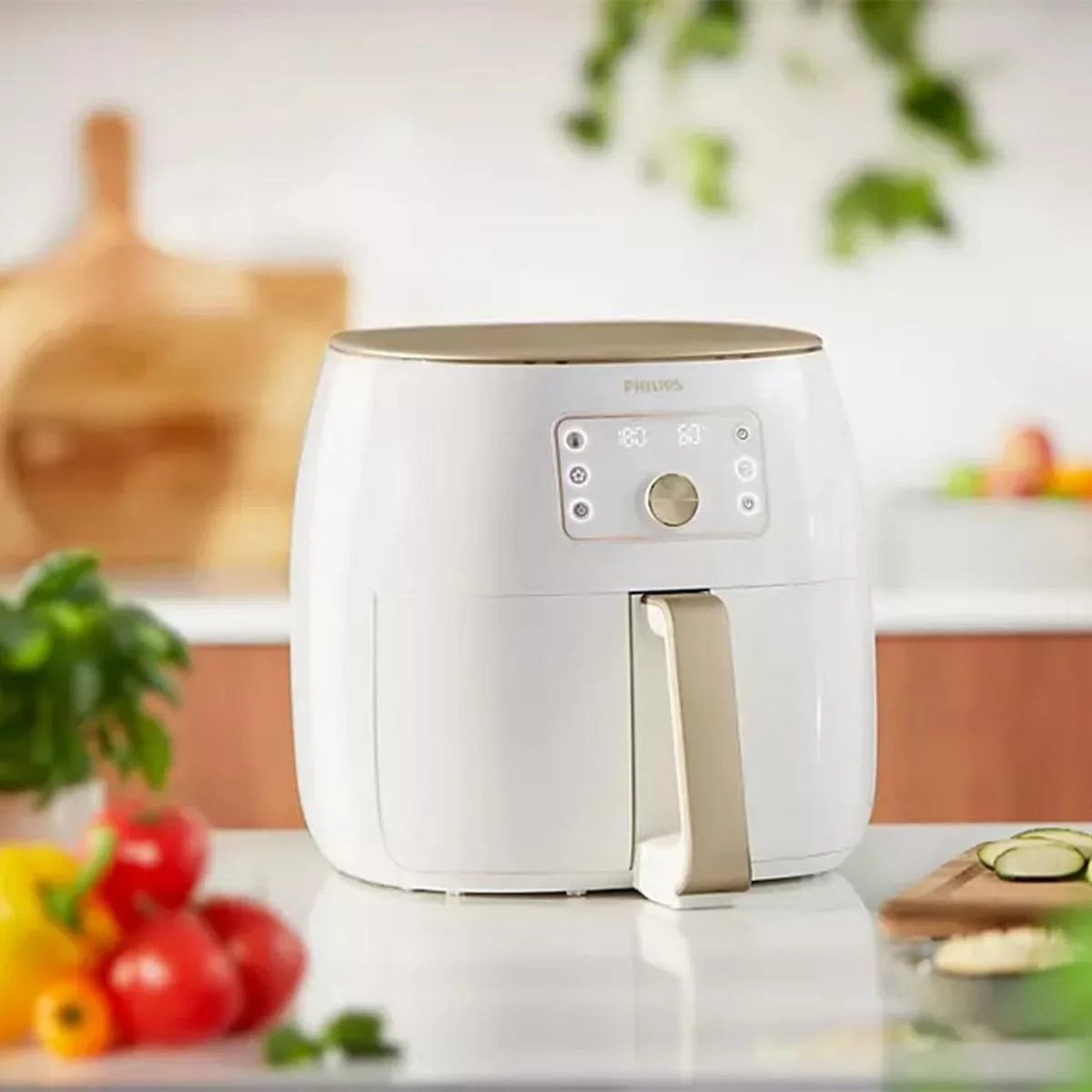Philips Premium XXL Airfryer sans huile, Smart Sensing, 2225 W, technologie d'élimination des graisses, Rapid Air, 43,3 x 32,1 x 31,5 cm, Plastique, blanc, HD9870/20