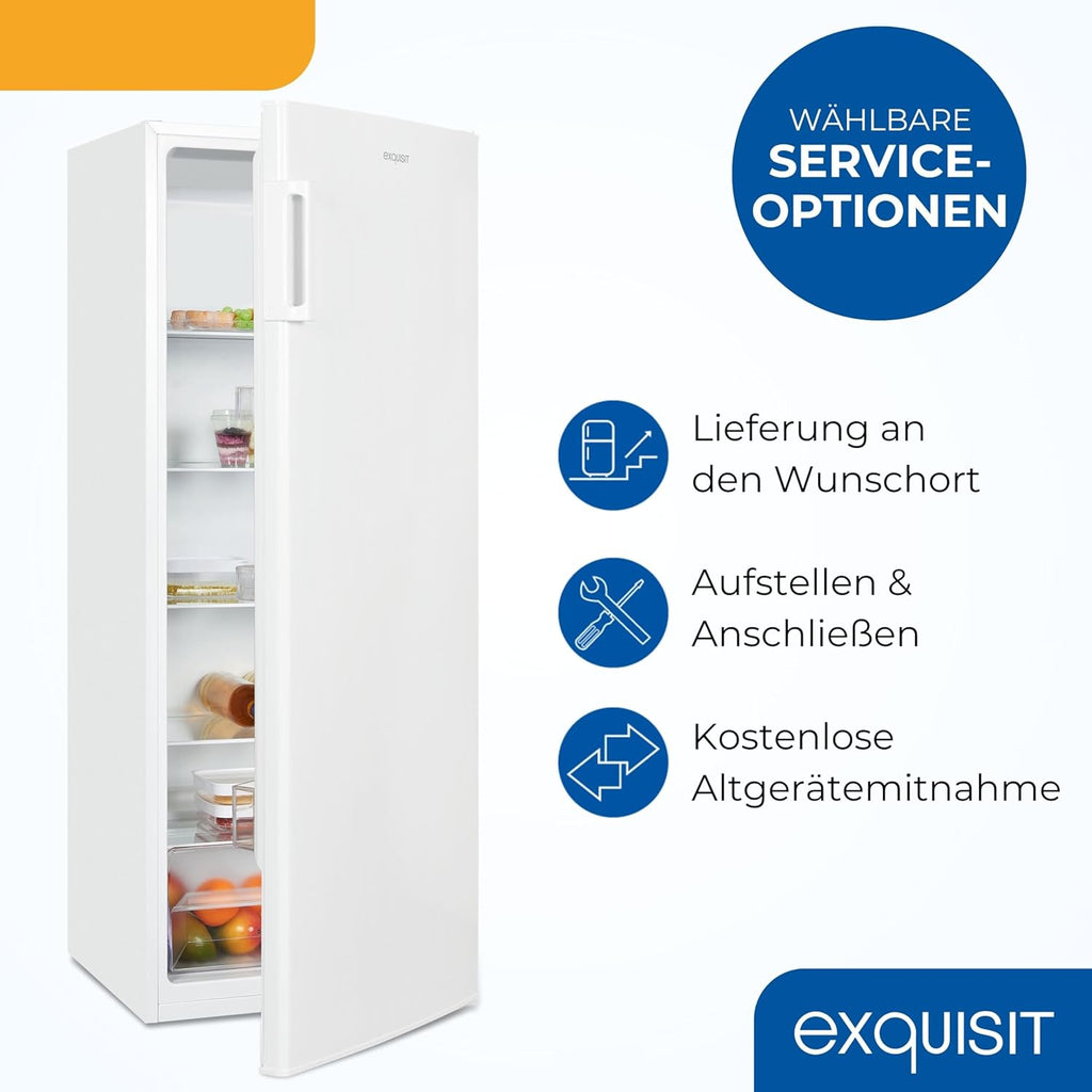 Exquisit Kühlschrank ohne Gefrierfach, Großer Kühlschrank, 5 Ablagen, 242 Liter, Vollraumkühlschrank 143 cm hoch, KS5320-V-H-040E weiss
