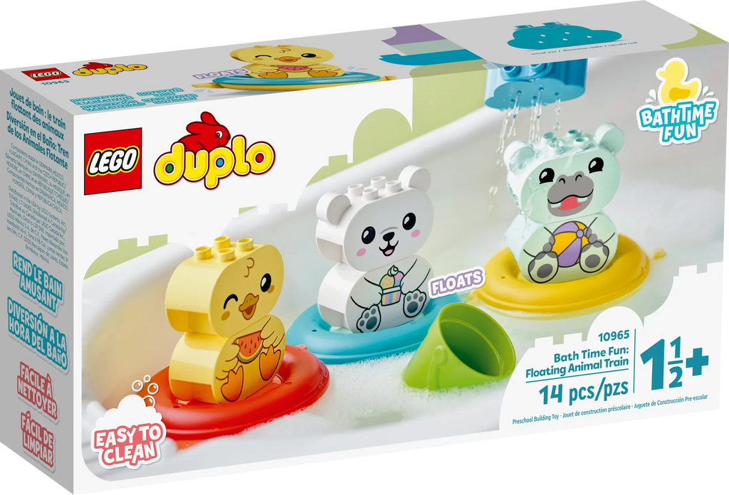 LEGO DUPLO 10965 – Diversión en la hora del baño, Tren de Animales Flotante, Juguete Acuático para Bebés y Niños Pequeños de 1,5 a 3 Años con Pato, Hipopótamo y Oso Polar, Fácil de Limpiar, Excelente Juguete Flotante para la Tina