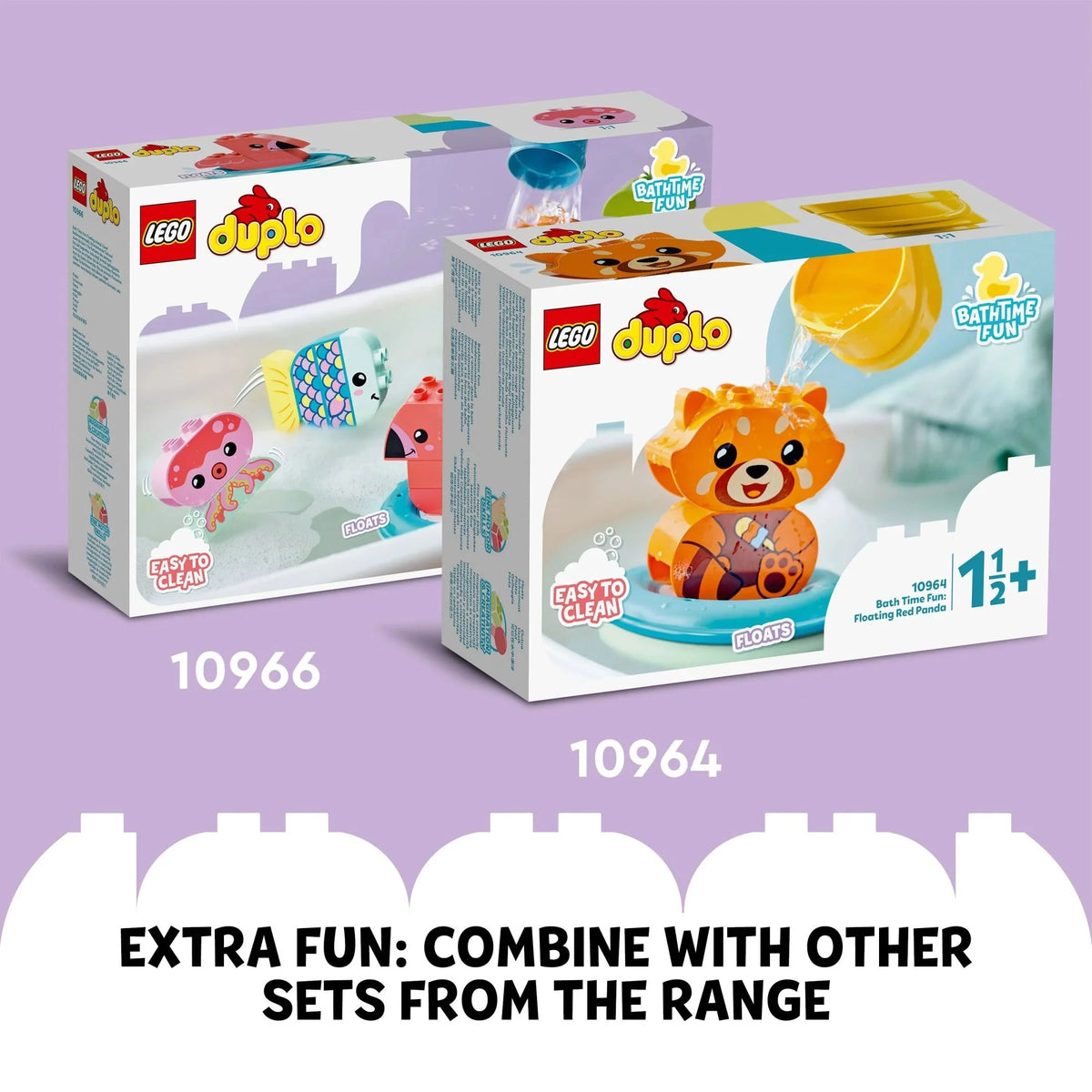LEGO DUPLO 10965 – Diversión en la hora del baño, Tren de Animales Flotante, Juguete Acuático para Bebés y Niños Pequeños de 1,5 a 3 Años con Pato, Hipopótamo y Oso Polar, Fácil de Limpiar, Excelente Juguete Flotante para la Tina
